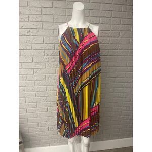 Calvin Klein Women Multicolored Accordion Pleat Trapeze Dress Size S